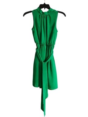 New York & Company Emerald High-Neck Midi Dress with Tie Waist